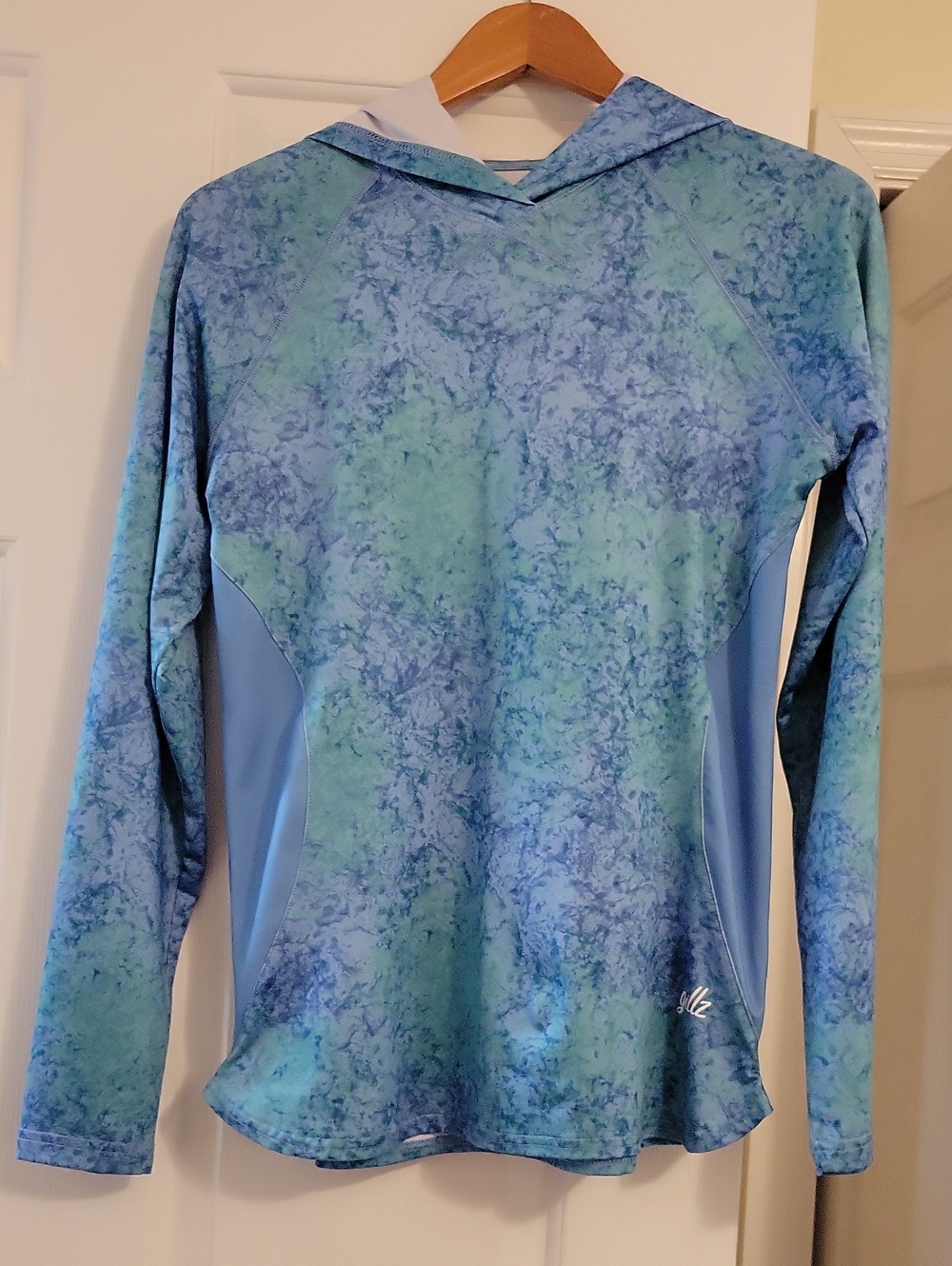 Blue-Green Marbled Performance Hoodie